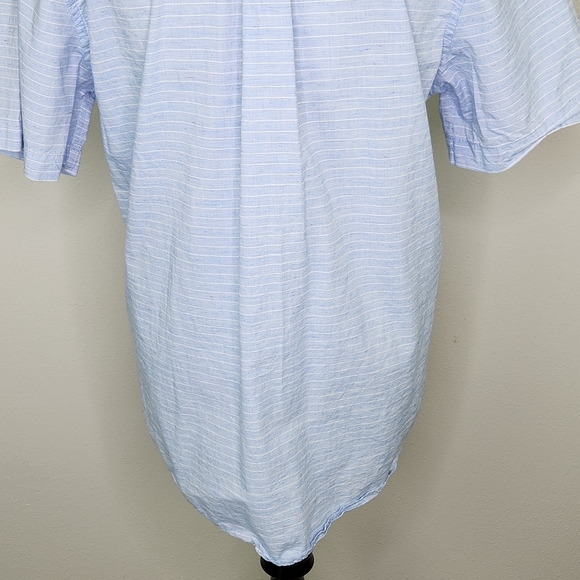 Tommy Hilfiger Blue & White Pinstripe Short Sleeve Cadual Button Down Shirt Sm - Picture 9 of 12